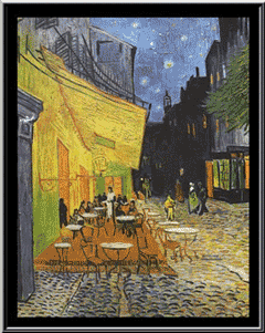 Caf&eacute;terras bij avond